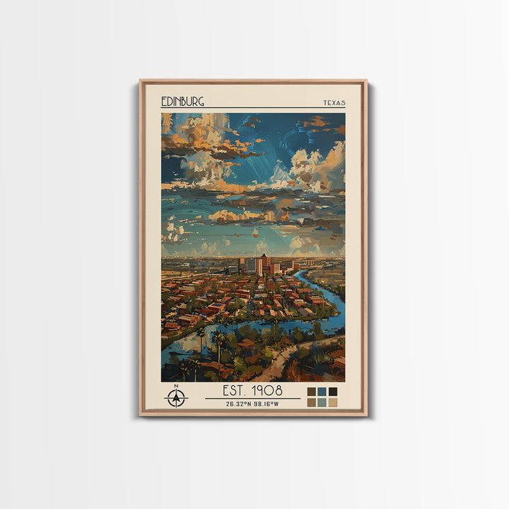 Edinburg Travel Poster, Framed Canvas Print, City Art Print, Travel Wall Art, Landscape Art, City Travel Poster, Vintage City Poster