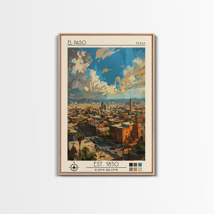 El Paso Travel Poster, Canvas Print, City Travel Poster, Vintage City Poster, Vintage Travel Art, Living Room Wall Art, Poster Print