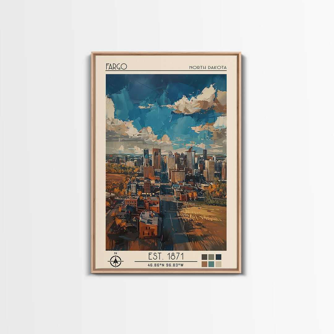 Fargo Travel Poster, Canvas Print, City Travel Poster, Travel Wall Art, Retro Wall Art, Gallery Wall Set, Travel Posters, Poster Art