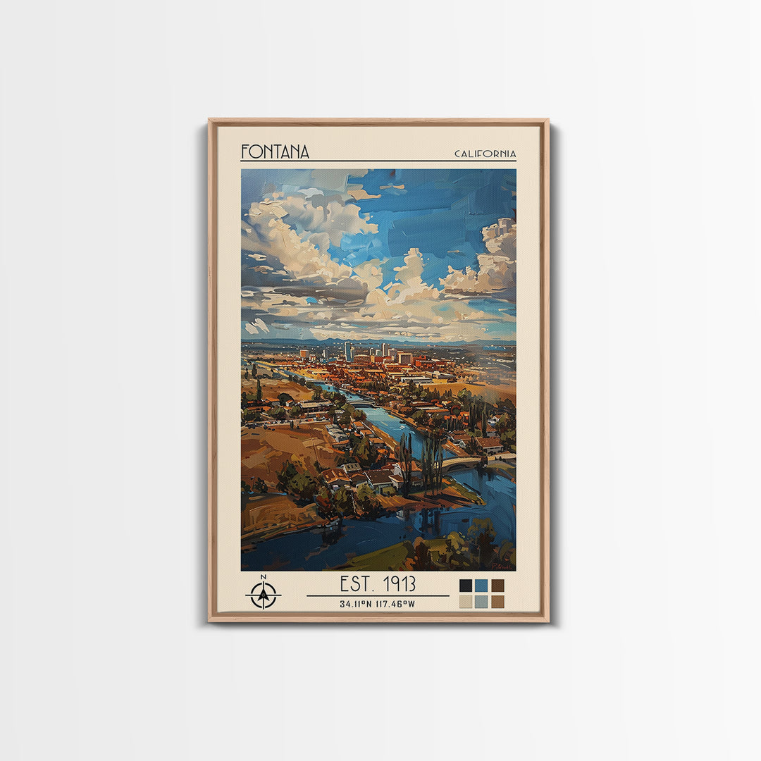 Fontana Travel Poster, Canvas Print, City Travel Poster, Vintage City Poster, City Art Print, Retro Travel Poster, City Illustration