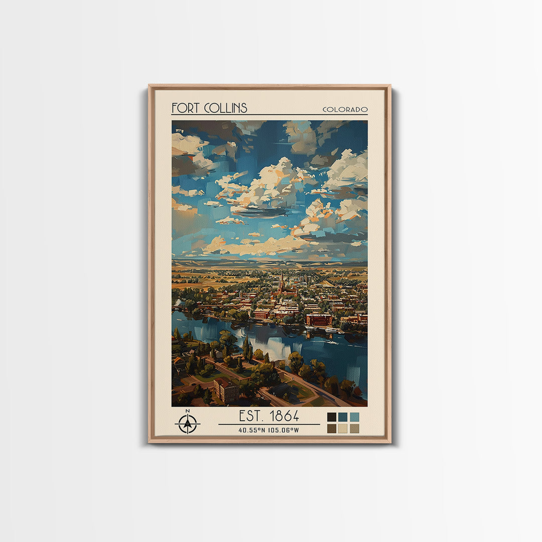 Fort Collins Travel Poster, Canvas Print, City Travel Poster, Travel Wall Decor, Modern Wall Decor, Gallery Wall Set, City Art Print