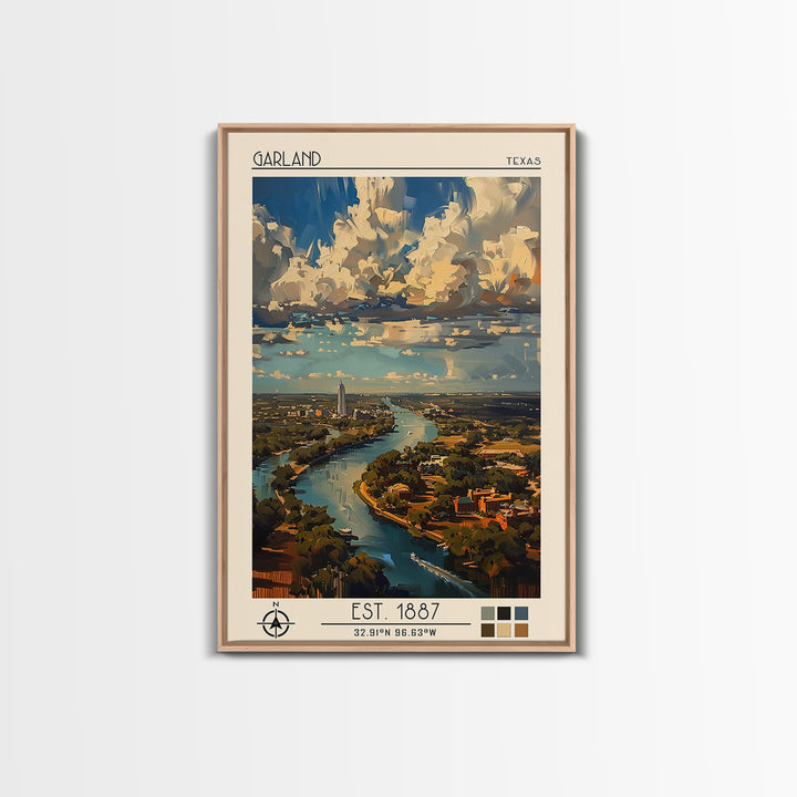 Garland Travel Poster, Framed Canvas Print, Retro Wall Art, Travel Print, Travel Wall Art, Home Office Decor, Wall Art, Poster Print