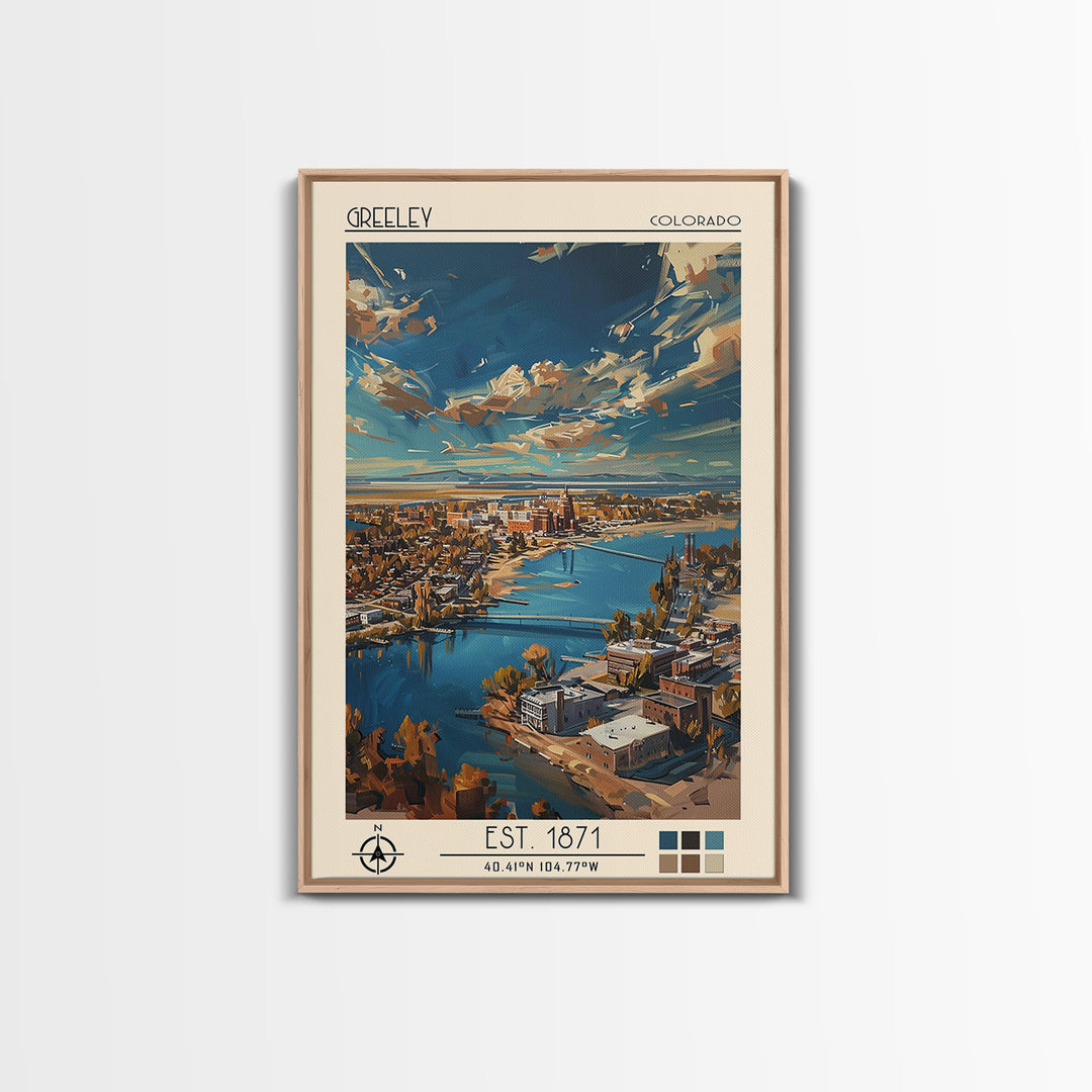 Greeley Travel Poster, Canvas Print, Travel Art Print, Modern Wall Decor, Travel Prints, City Art Print, Travel Wall Decor, Wall Art