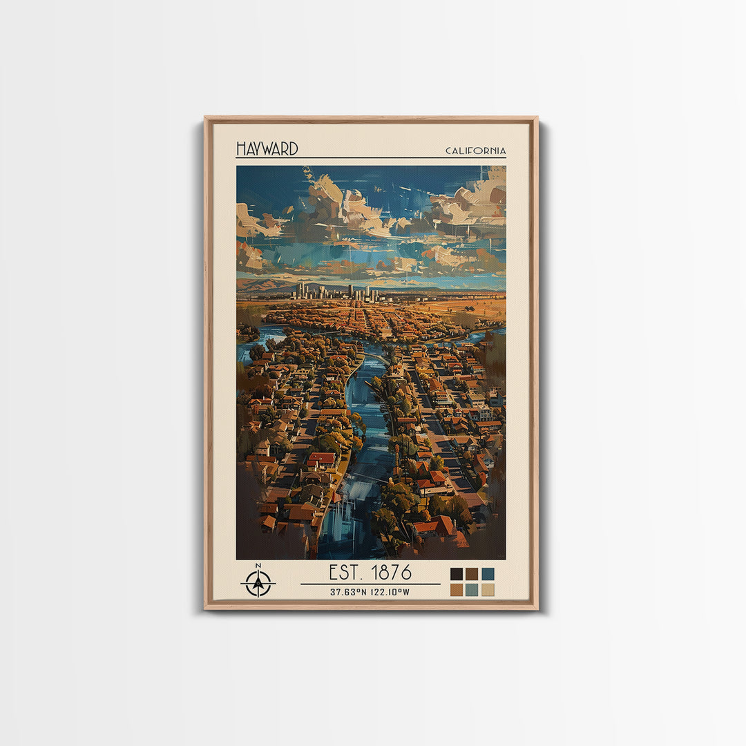 Hayward Travel Poster, Canvas Print, Retro Wall Art, Travel Print, Wanderlust Gift, Vintage City Poster, Gallery Wall Set, Art Print