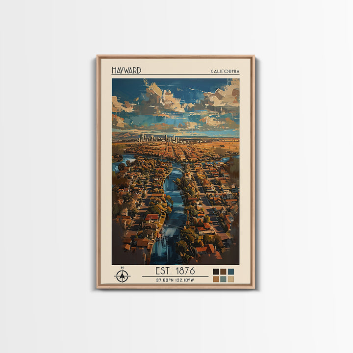 Hayward Travel Poster, Canvas Print, Retro Wall Art, Travel Print, Wanderlust Gift, Vintage City Poster, Gallery Wall Set, Art Print