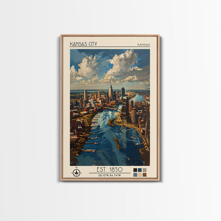 Kansas City Missouri Travel Poster, Canvas Print, Retro Travel Poster, City Wall Art, Vintage Posters, Landscape Art, Fine Art Print