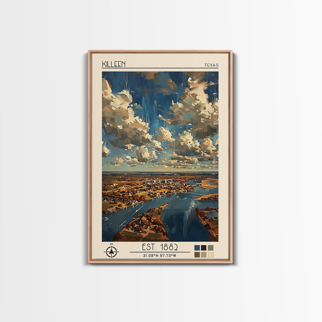 Killeen Travel Poster, Framed Canvas Print, City Travel Poster, Vintage City Poster, Retro Travel Poster, Poster Art, Vintage Travel
