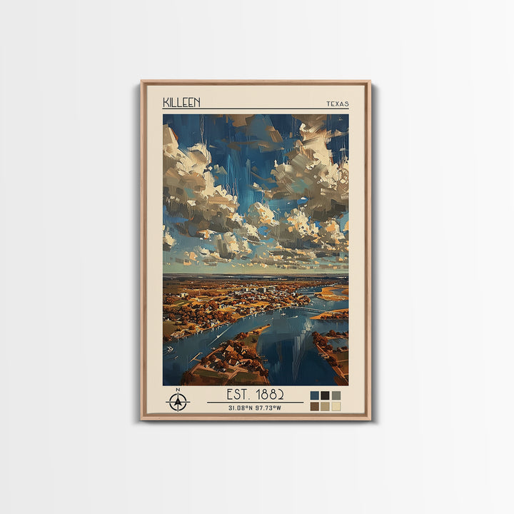 Killeen Travel Poster, Framed Canvas Print, City Travel Poster, Vintage City Poster, Retro Travel Poster, Poster Art, Vintage Travel