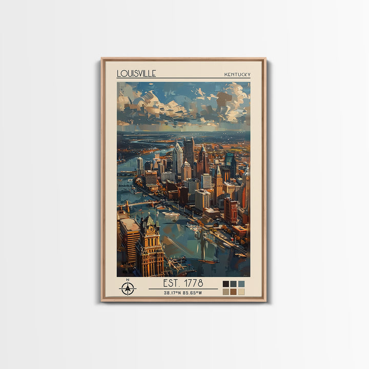 Louisville Travel Poster, Canvas Print, Poster Print, Travel Wall Art, City Illustration, Mid Century Wall Art, Living Room Wall Art