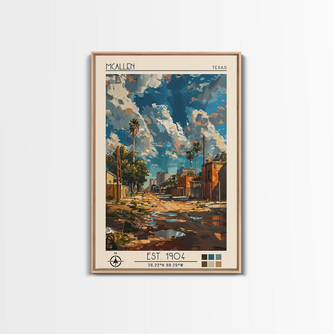 McAllen Travel Poster, Canvas Print, Retro Travel Poster, City Wall Art, City Travel Poster, Mid Century Wall Art, City Illustration