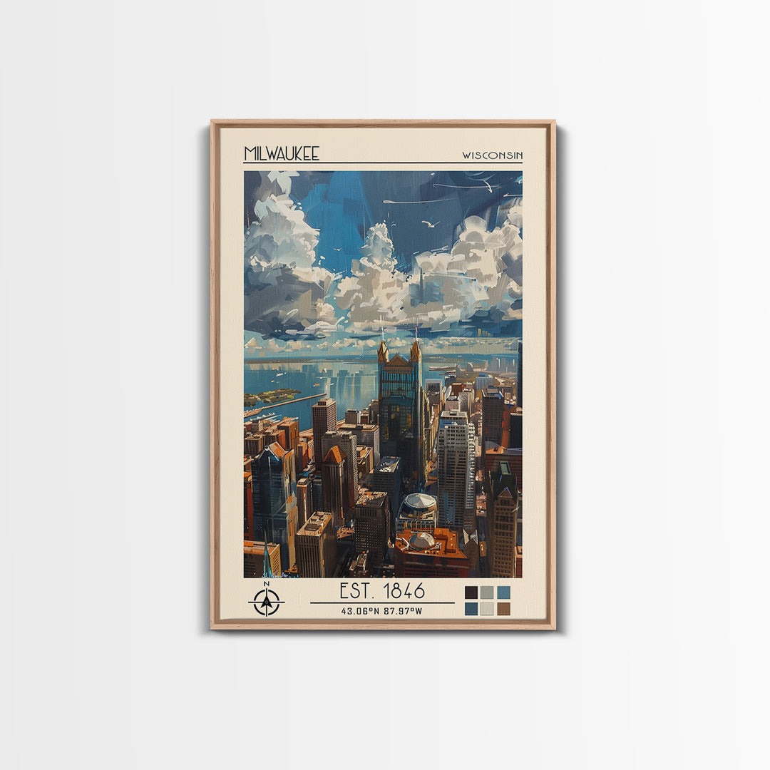 Milwaukee Travel Poster, Canvas Print, Travel Wall Art, City Wall Art, Vintage Travel Print, Retro Travel Print, Retro Travel Poster