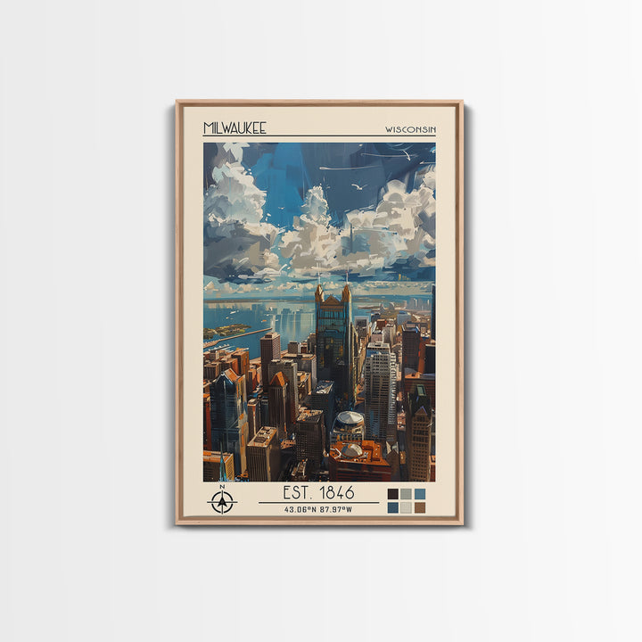 Milwaukee Travel Poster, Canvas Print, Travel Wall Art, City Wall Art, Vintage Travel Print, Retro Travel Print, Retro Travel Poster