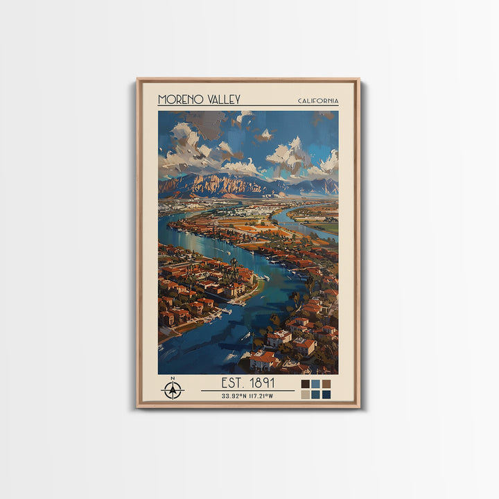 Moreno Valley Travel Poster, Framed Canvas Print, City Travel Poster, Travel Wall Decor, Poster Art, Travel Prints, Gallery Wall Set