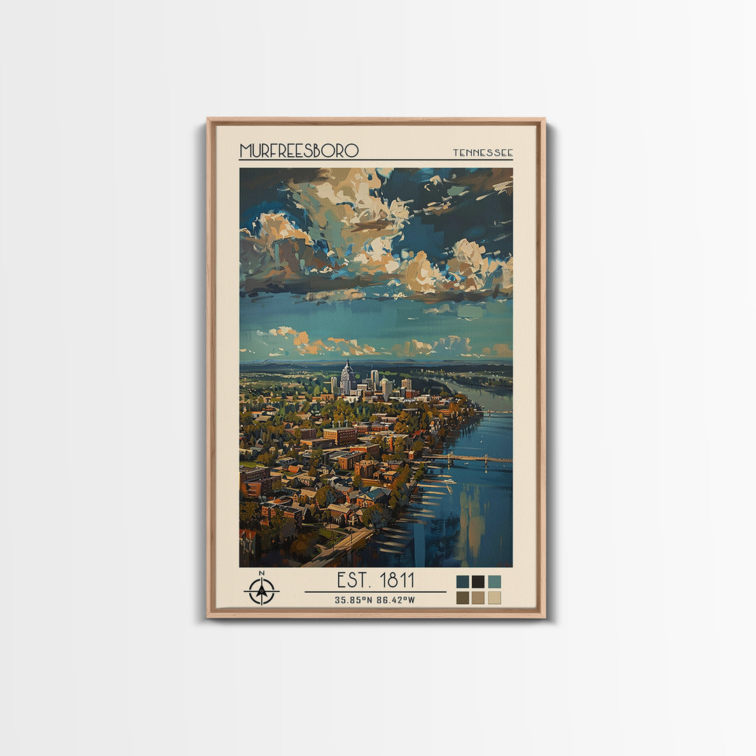 Murfreesboro Travel Poster, Canvas Print, Poster Print, Travel Wall Art, Vintage Travel Art, Living Room Wall Art, City Illustration