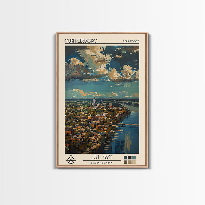Murfreesboro Travel Poster, Canvas Print, Poster Print, Travel Wall Art, Vintage Travel Art, Living Room Wall Art, City Illustration
