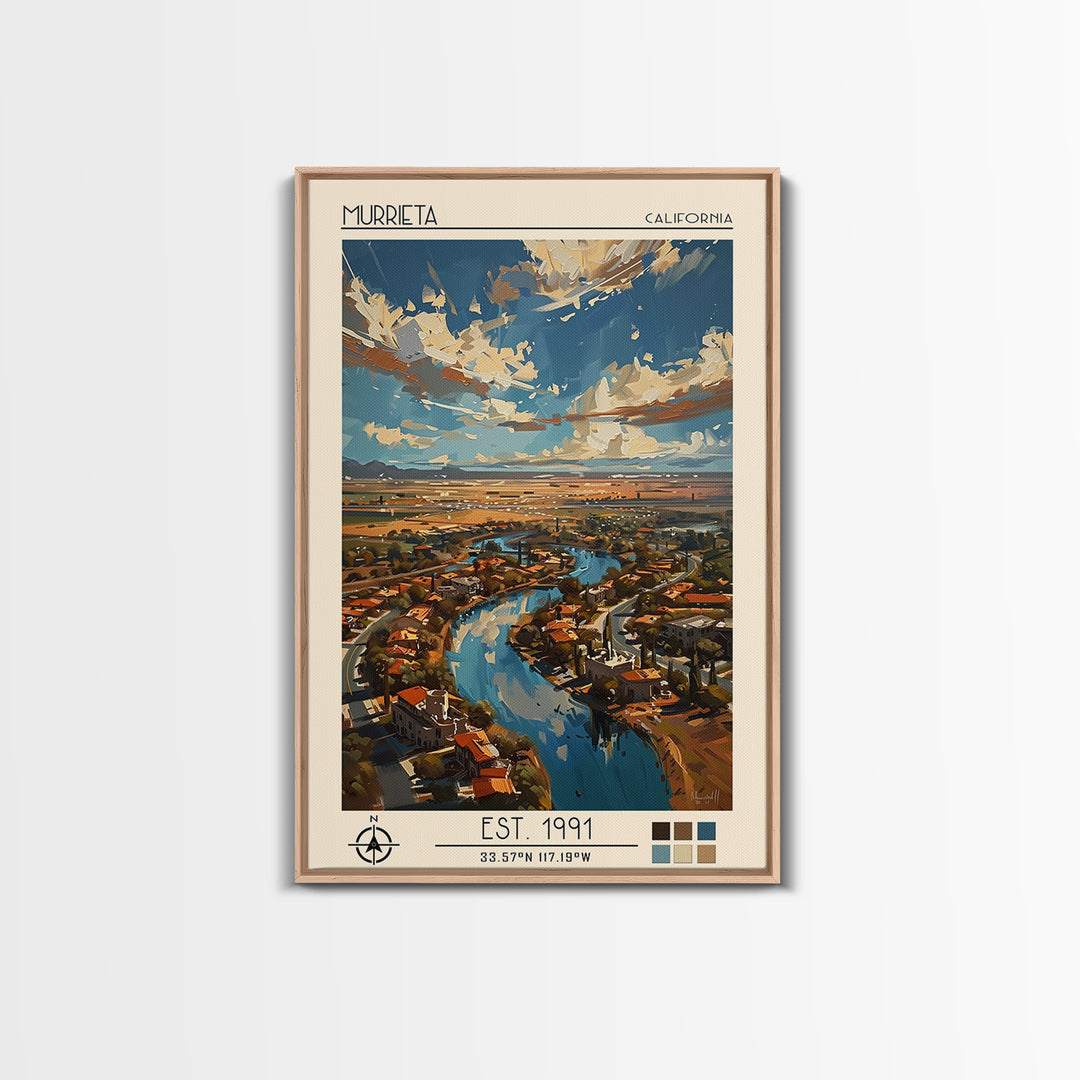 Murrieta Travel Poster, Canvas Print, Retro Wall Art, Travel Print, City Illustration, City Travel Poster, Art Print, Vintage Poster