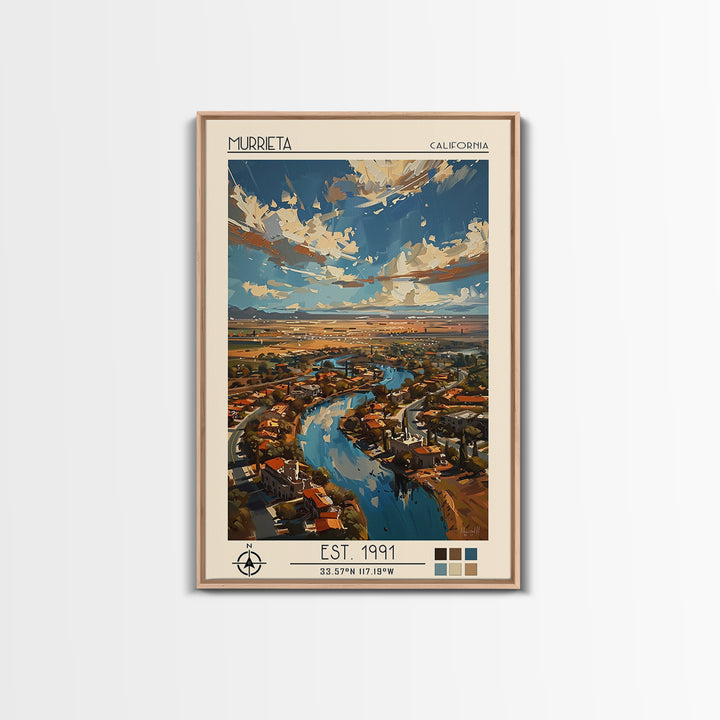 Murrieta Travel Poster, Canvas Print, Retro Wall Art, Travel Print, City Illustration, City Travel Poster, Art Print, Vintage Poster