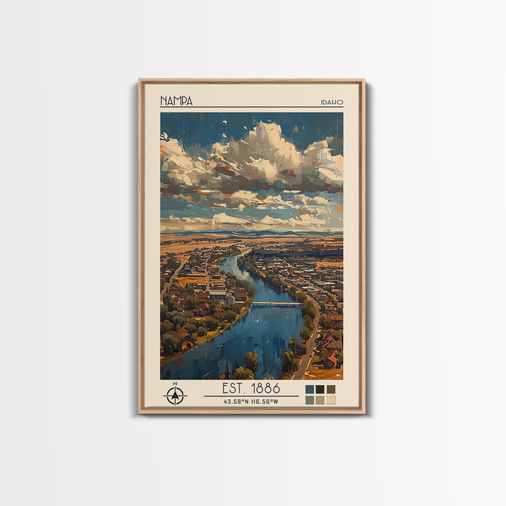 Nampa Travel Poster, Framed Canvas Print, City Art Print, Travel Wall Art, City Illustration, Poster Print, Fine Art Print, Wall Art