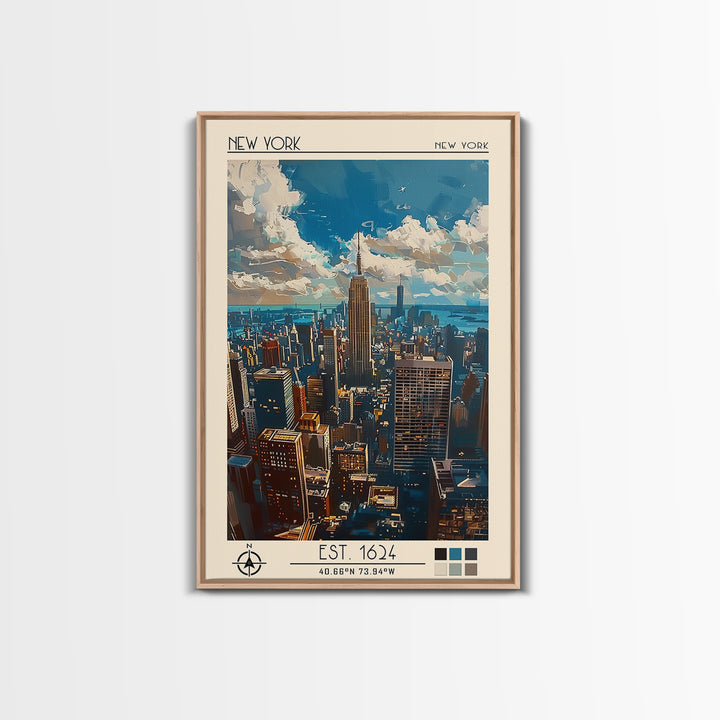 New York Travel Poster, Framed Canvas Print, Travel Wall Art, City Wall Art, Retro Travel Poster, Retro Travel Print, Retro Wall Art