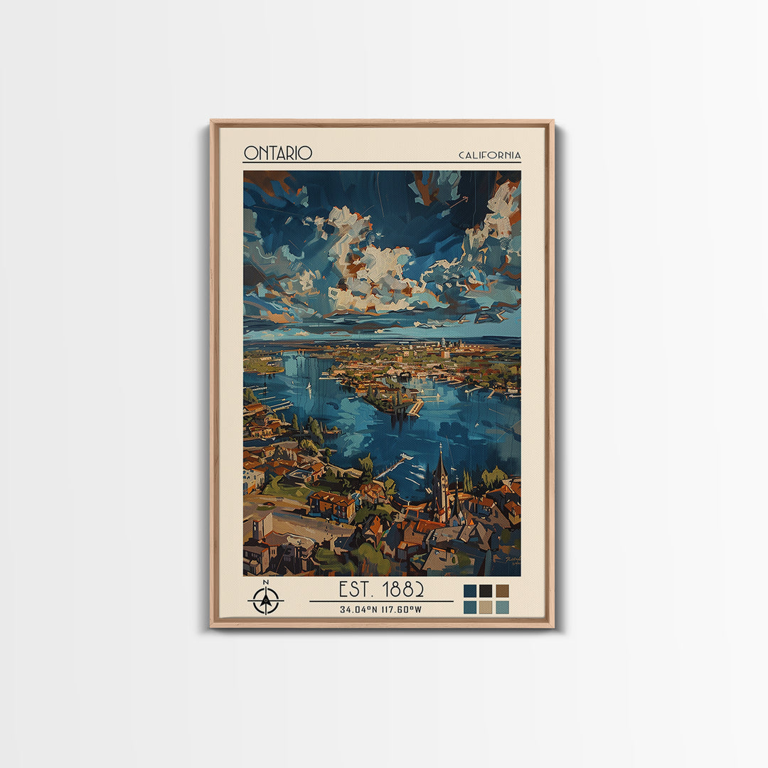 Ontario Travel Poster, Framed Canvas Print, Poster Print, Travel Wall Art, Art Print, Wall Art, Travel Wall Decor, City Illustration