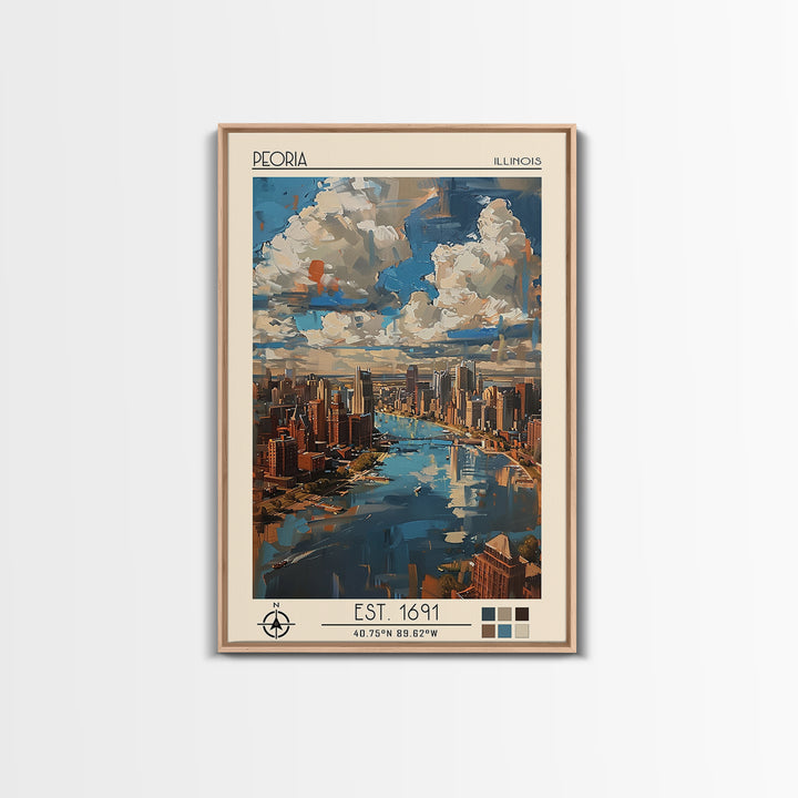Peoria Illinois Travel Poster, Canvas Print, Vintage Travel Print, City Wall Art, Vintage Poster, Vintage Travel, Vintage Travel Art