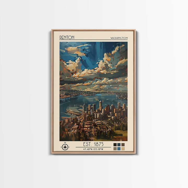 Renton Travel Poster, Canvas Print, City Art Print, Travel Wall Art, Fine Art Print, Landscape Art, Retro Wall Art, Gallery Wall Set