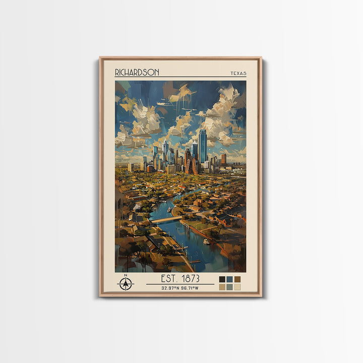 Richardson Travel Poster, Canvas Print, City Travel Poster, Vintage City Poster, Travel Art Print, Fine Art Print, Minimalist Poster