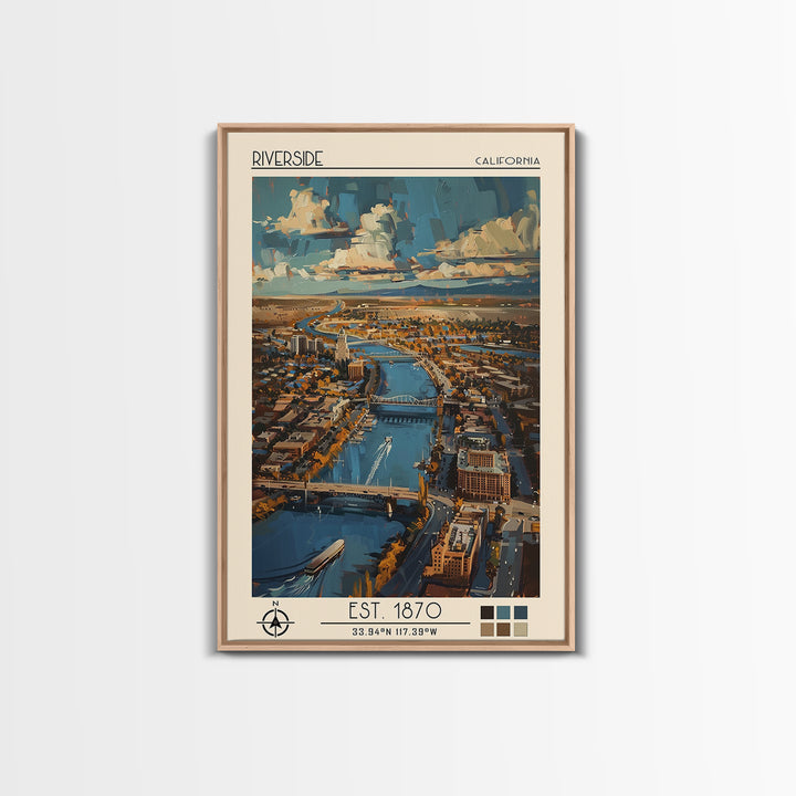 Riverside Travel Poster, Canvas Print, Travel Wall Decor, Minimalist Poster, Home Decor, City Wall Art, Art Print, Home Office Decor