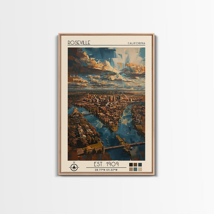 Roseville Travel Poster, Canvas Print, City Art Print, Travel Wall Art, Mid Century Wall Art, Travel Posters, Wall Art, Travel Print