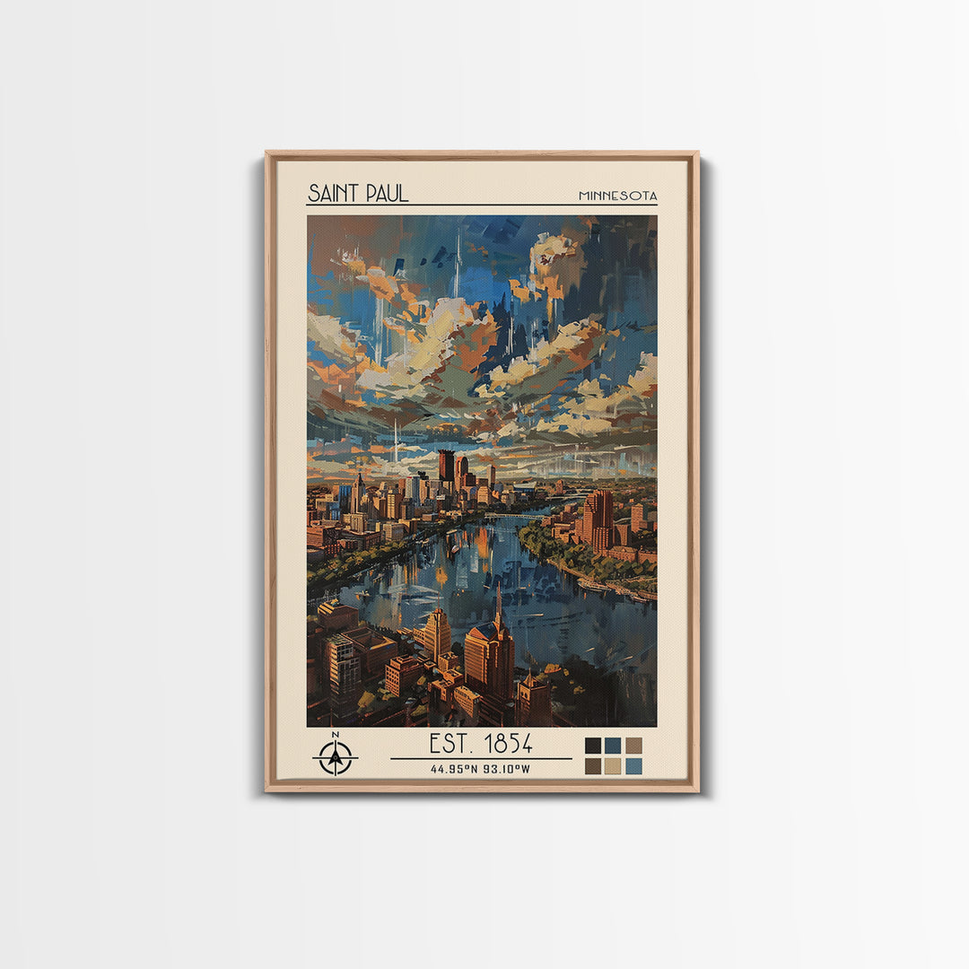 Saint Paul Travel Poster, Canvas Print, Retro Travel Poster, City Wall Art, Watercolor Cityscape, Minimalist Poster, Wanderlust Gift