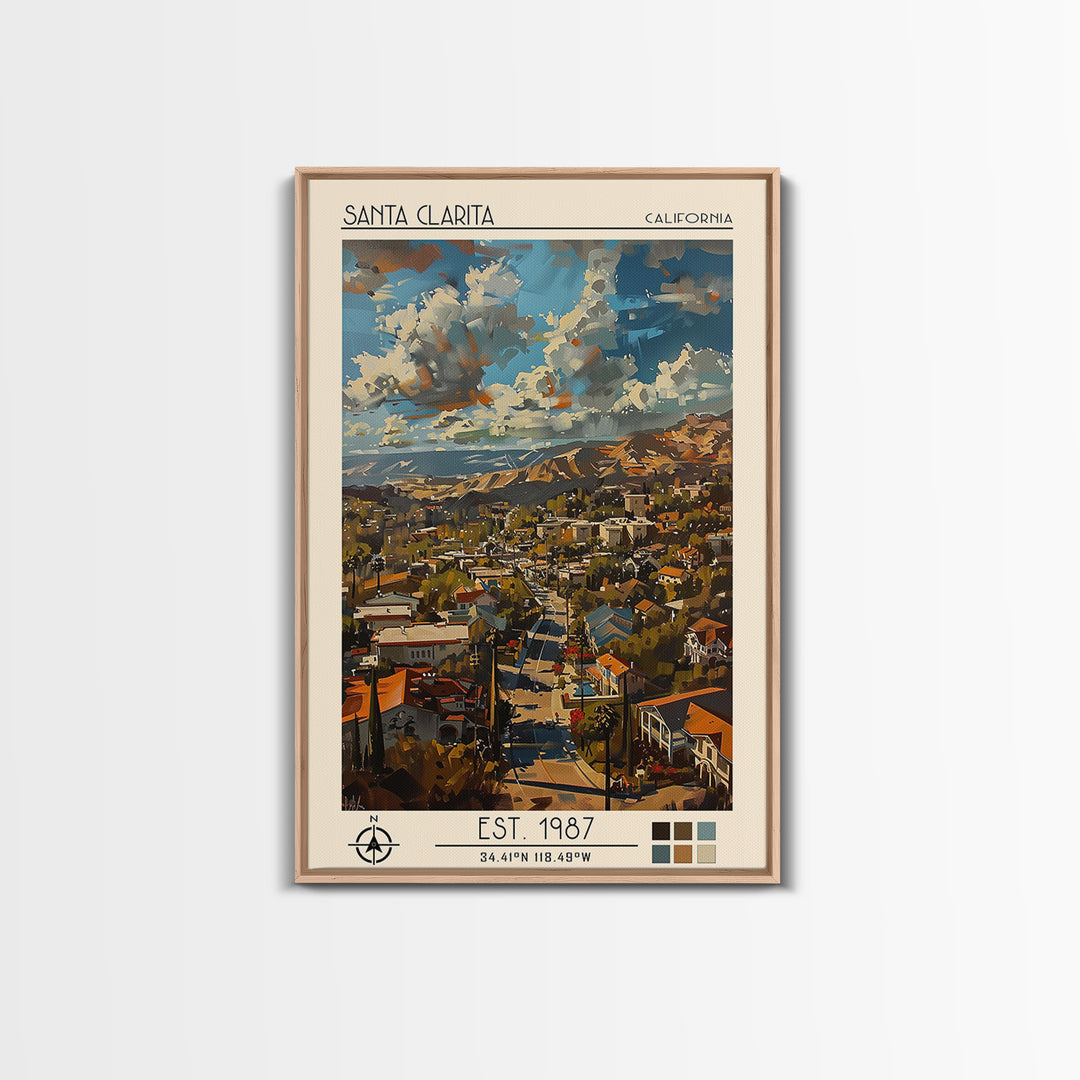 Santa Clarita Travel Poster, Canvas Print, City Travel Poster, Vintage City Poster, City Wall Art, Minimalist Poster, Travel Posters