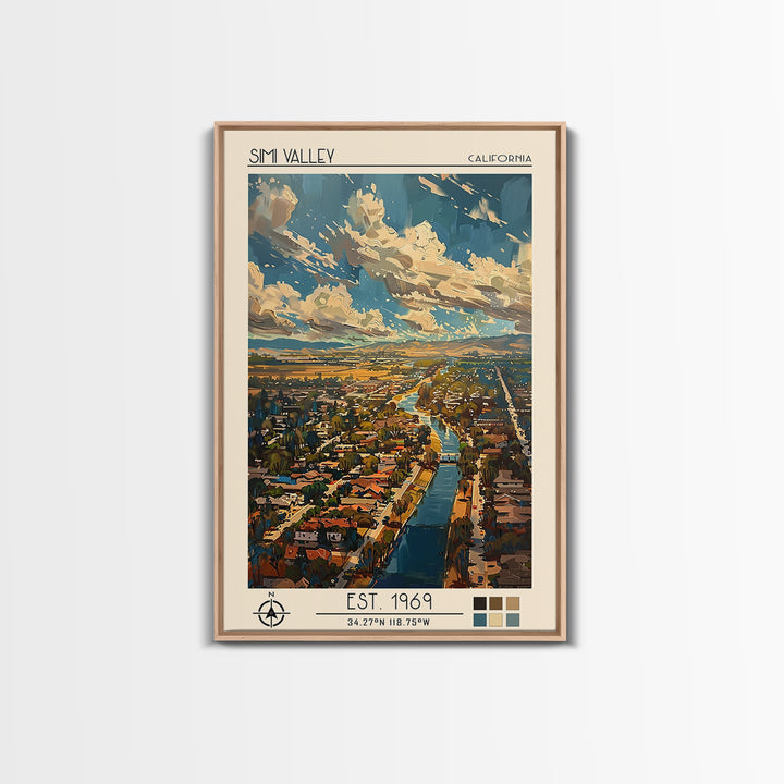 Simi Valley Travel Poster, Framed Canvas Print, City Art Print, Travel Wall Art, Living Room Wall Art, Retro Travel Poster, Wall Art