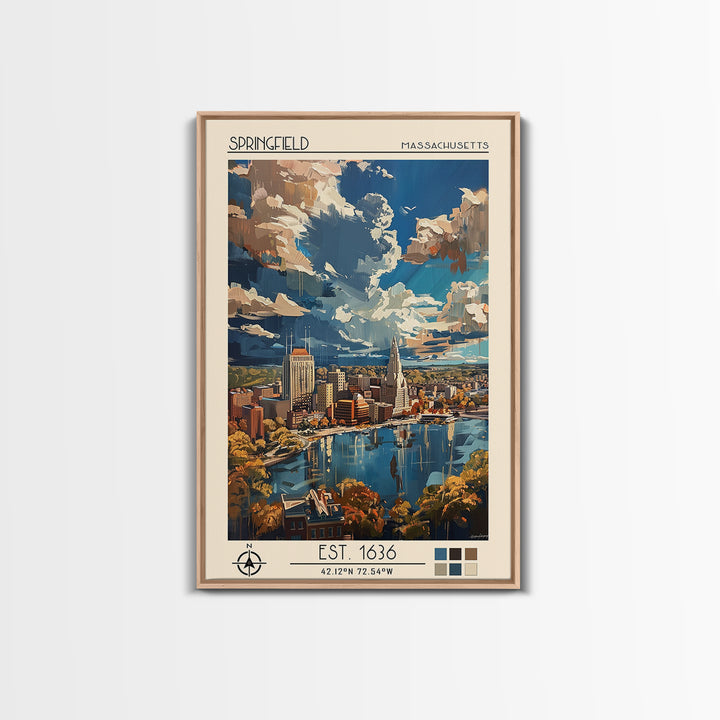 Springfield Travel Poster, Framed Canvas Print, Retro Travel Poster, City Wall Art, Fine Art Print, Travel Wall Decor, Landscape Art