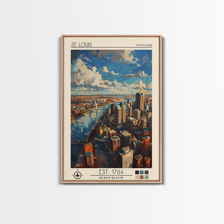 St Louis Travel Poster, Framed Canvas Print, Vintage Travel Print, City Wall Art, Minimalist Poster, City Illustration, Travel Print