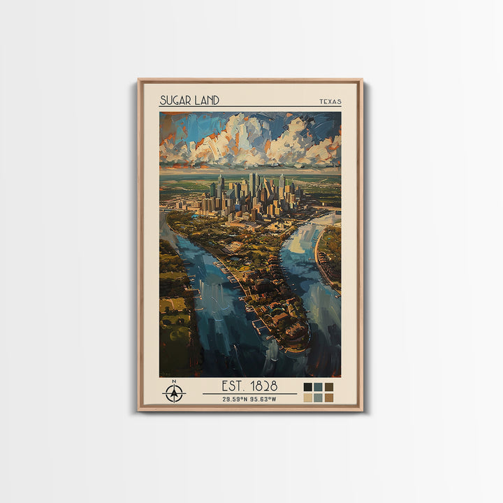 Sugar Land Travel Poster, Canvas Print, City Travel Poster, Travel Wall Decor, Art Print, Landscape Art, Travel Wall Art, Poster Art