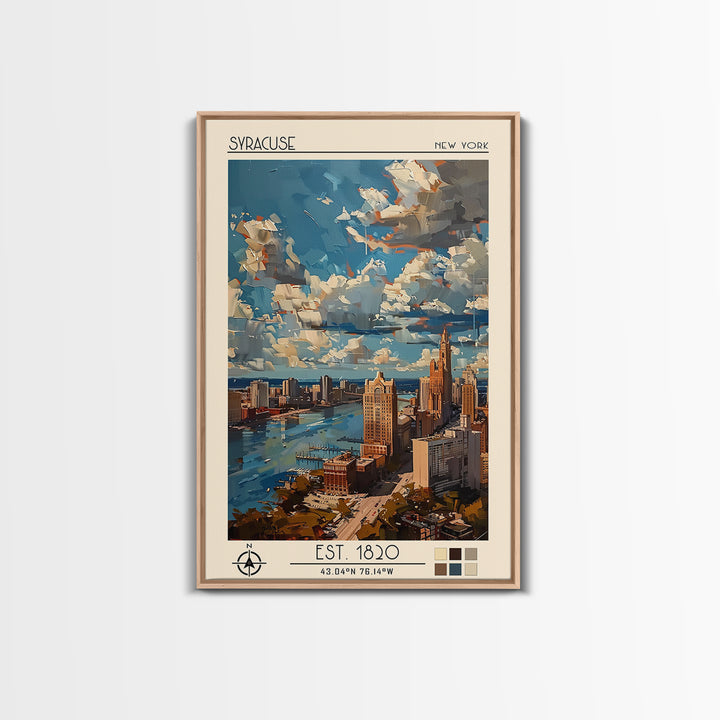 Syracuse Travel Poster, Framed Canvas Print, Vintage Travel Print, City Wall Art, Travel Print, Vintage Travel, Living Room Wall Art