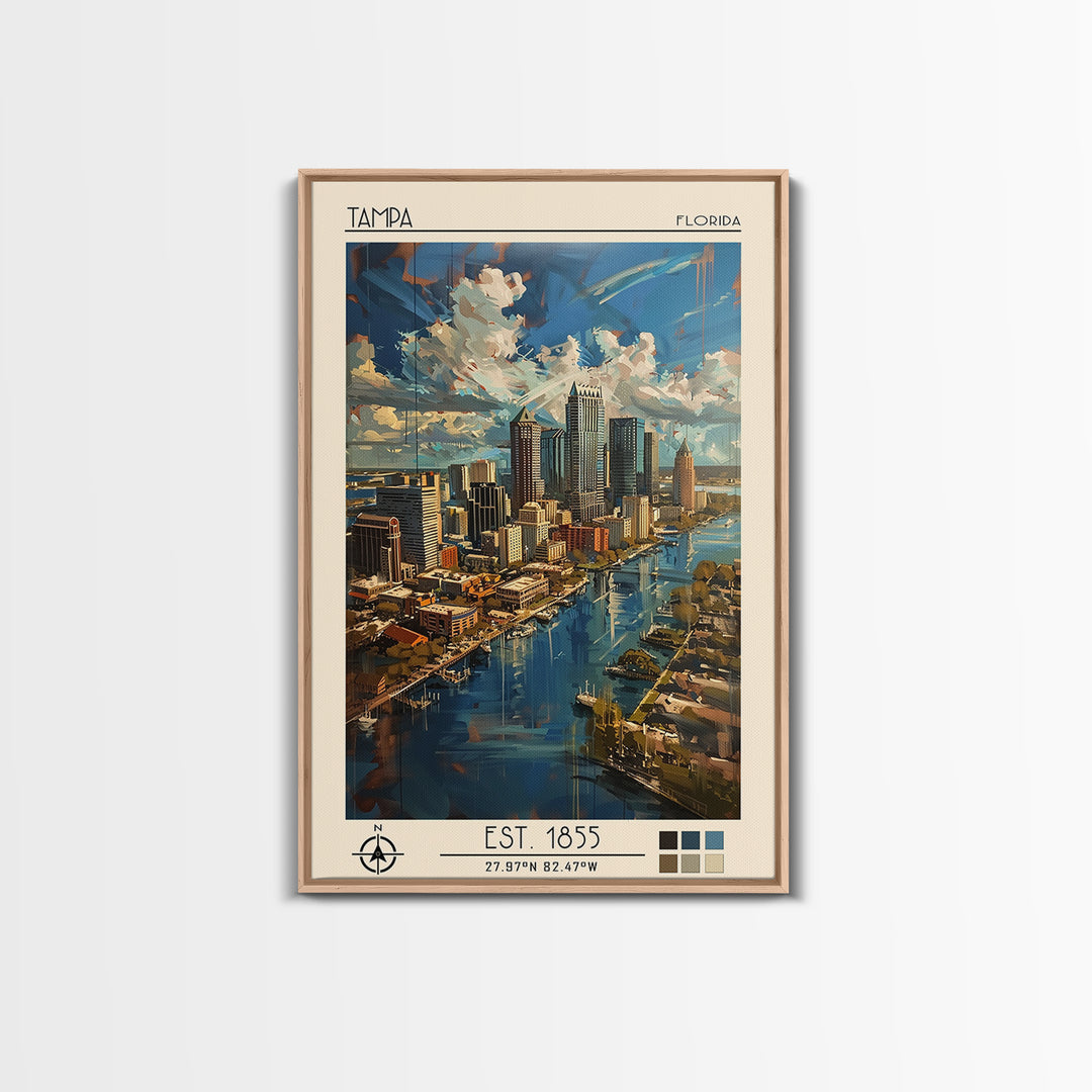 Tampa Travel Poster, Canvas Print, City Travel Poster, Vintage City Poster, Living Room Wall Art, City Art Print, Vintage Travel Art