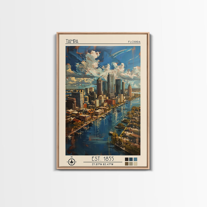 Tampa Travel Poster, Canvas Print, City Travel Poster, Vintage City Poster, Living Room Wall Art, City Art Print, Vintage Travel Art