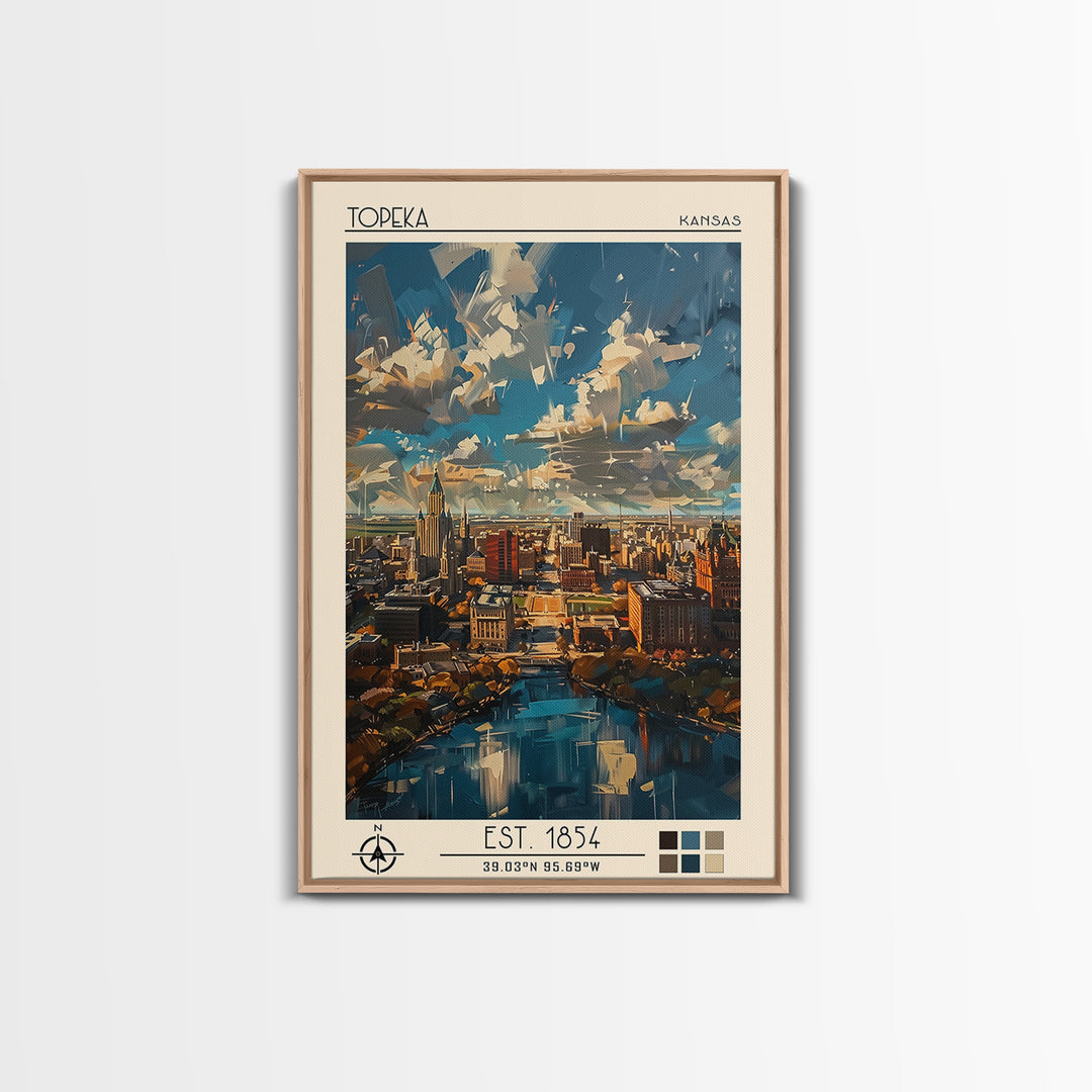 Topeka Travel Poster, Framed Canvas Print, City Travel Poster, Travel Wall Decor, Fine Art Print, Poster Art, Wall Art, Travel Print