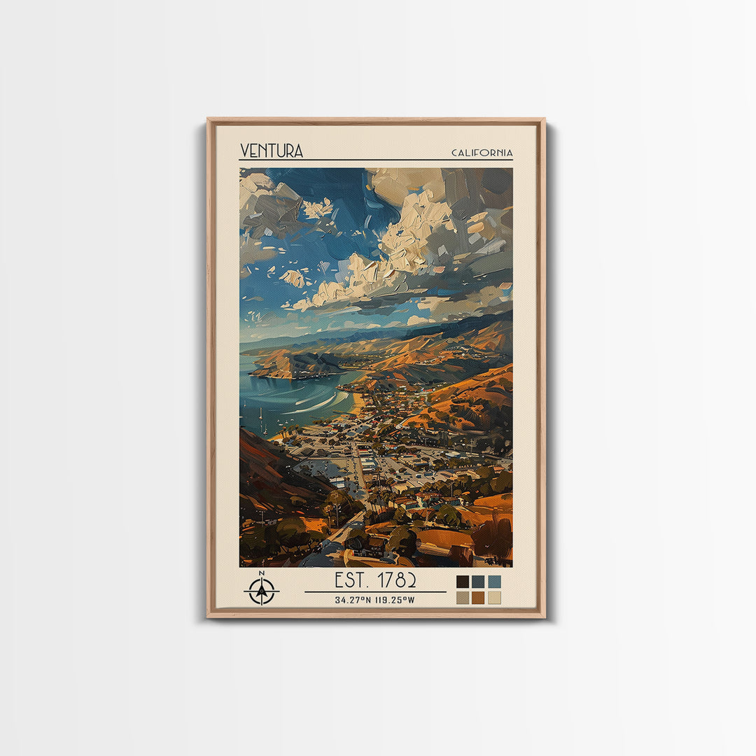 Ventura Travel Poster, Canvas Print, Travel Wall Decor, Minimalist Poster, Travel Art Print, Home Office Decor, Living Room Wall Art