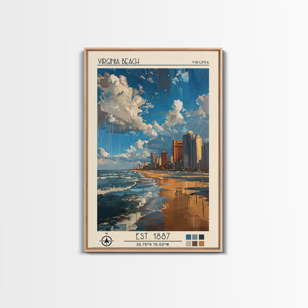 Virginia Beach Travel Poster, Canvas Print, City Art Print, Travel Wall Art, Vintage Poster, City Travel Poster, Vintage City Poster