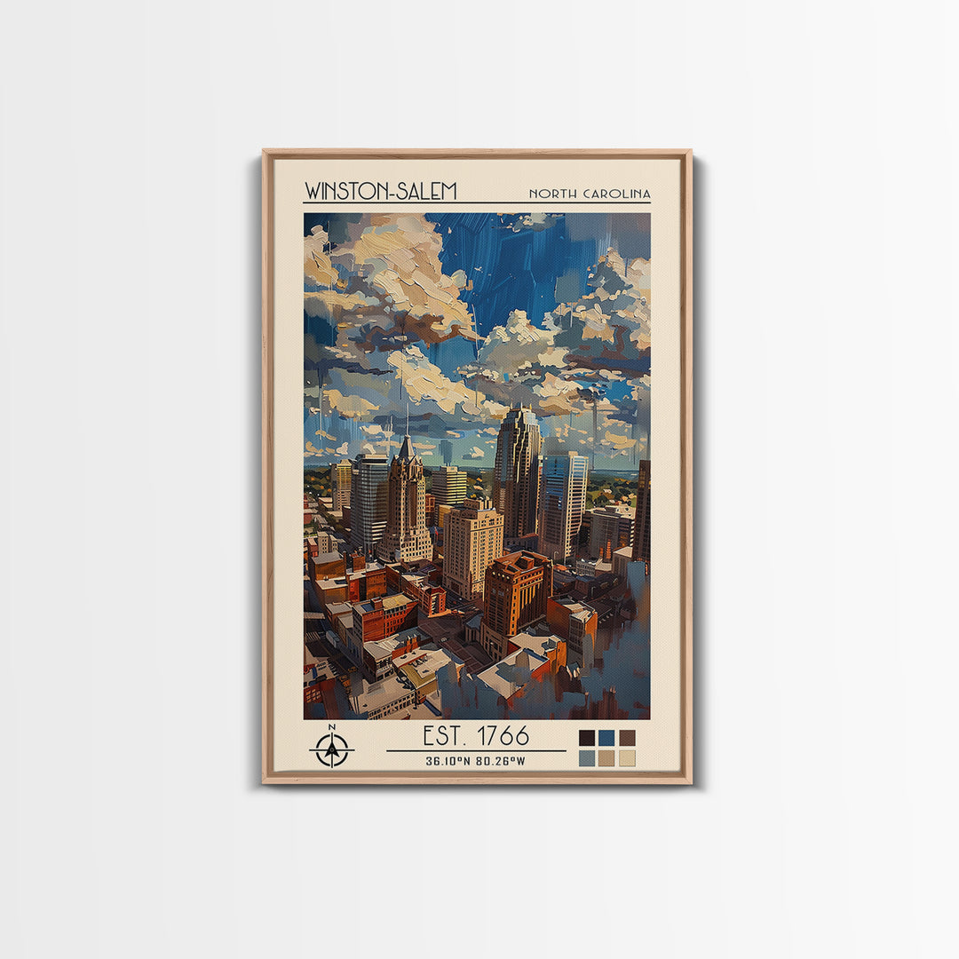 Winston-Salem Travel Poster, Canvas Print, City Art Print, Travel Wall Art, City Travel Poster, Home Office Decor, Travel Wall Decor