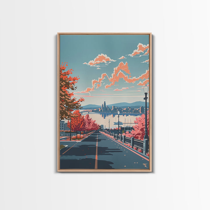 Albany Travel Poster, Framed Canvas Print, Retro Wall Art, Travel Print, Modern Wall Decor, Travel Wall Art, Wall Art, City Wall Art