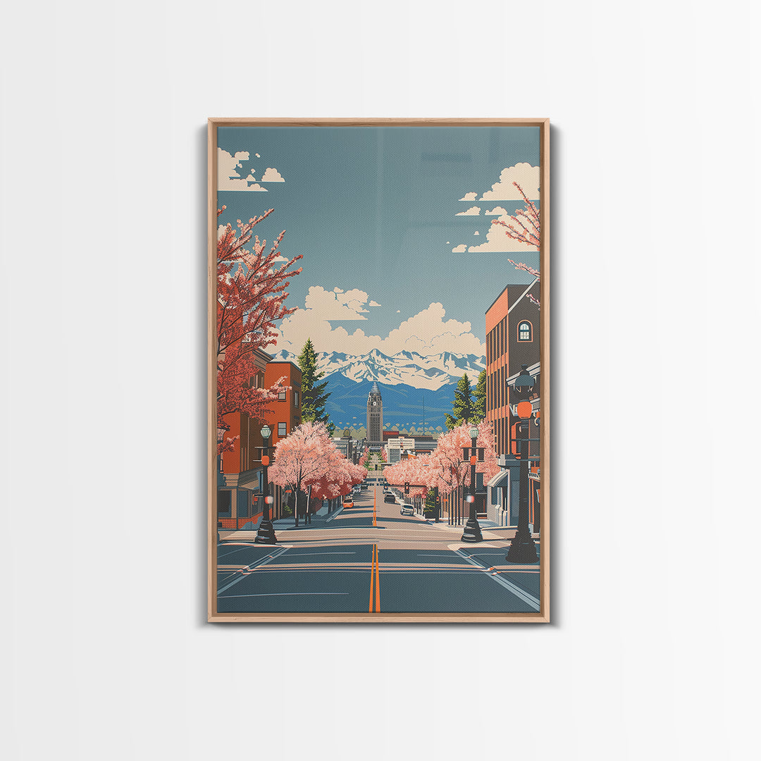 Billings Travel Poster, Framed Canvas Print, Travel Prints, Landscape Art, Living Room Wall Art, Travel Art Print, Home Office Decor
