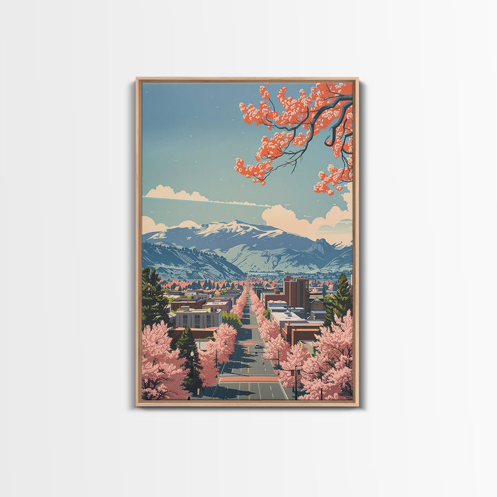 Boulder Travel Poster, Framed Canvas Print, Retro Wall Art, Travel Print, Modern Wall Decor, Travel Wall Decor, Living Room Wall Art