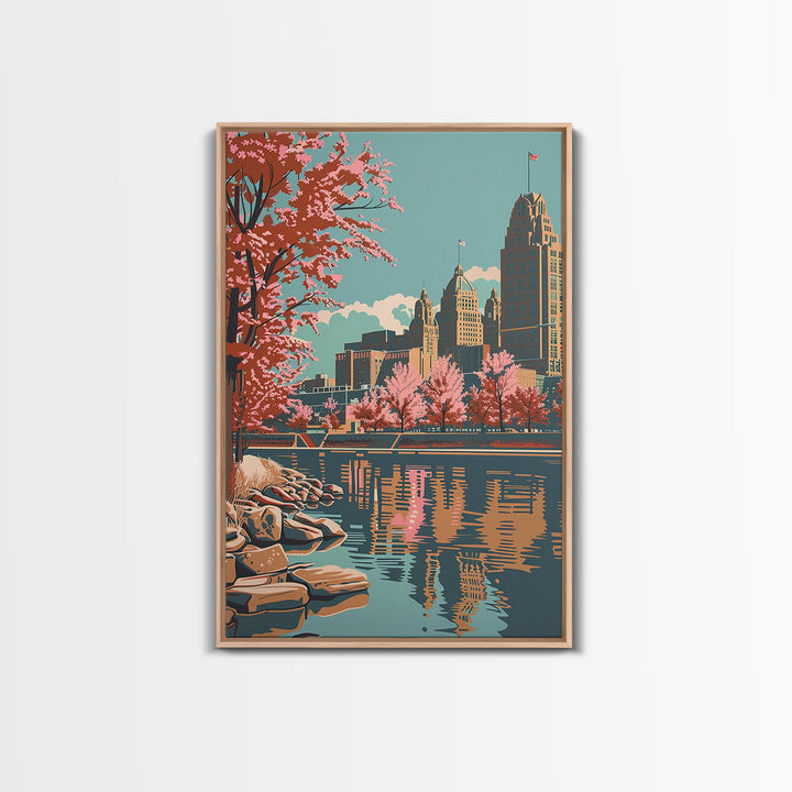 Buffalo Travel Poster, Canvas Print, Travel Prints, Landscape Art, Wanderlust Gift, Vintage Travel Print, Travel Posters, Poster Art