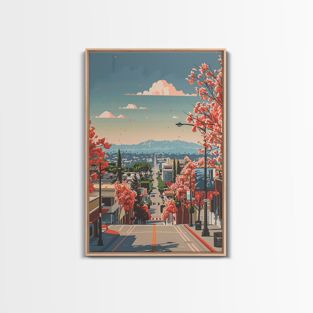 Burbank Travel Poster, Canvas Print, Travel Prints, Landscape Art, Home Decor, City Wall Art, Travel Wall Decor, Retro Travel Poster