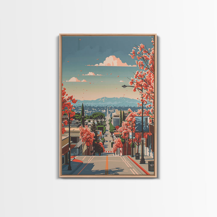 Burbank Travel Poster, Canvas Print, Travel Prints, Landscape Art, Home Decor, City Wall Art, Travel Wall Decor, Retro Travel Poster