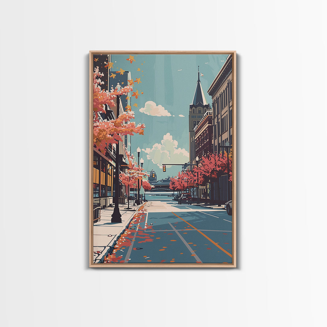 Cedar Rapids Travel Poster, Canvas Print, Travel Wall Art, City Wall Art, Minimalist Poster, City Illustration, Living Room Wall Art