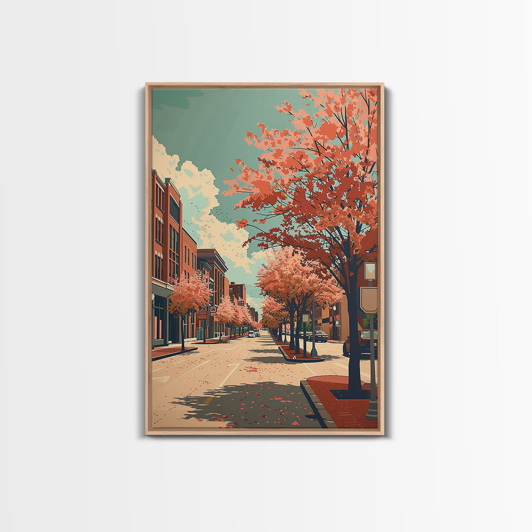 Clarksville Travel Poster, Framed Canvas Print, Travel Prints, Landscape Art, Mid Century Wall Art, Retro Wall Art, Gallery Wall Set